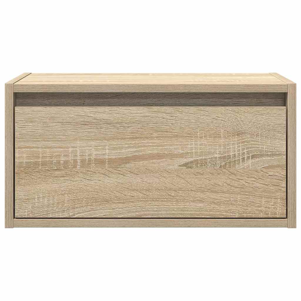Vegghengte nattbord med LED-lys 2 stk sonoma eik