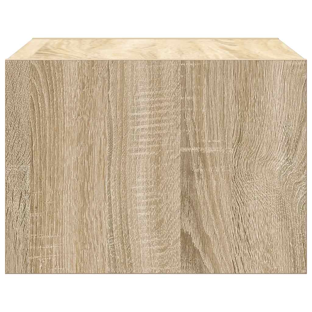 Vegghengte nattbord med LED-lys 2 stk sonoma eik