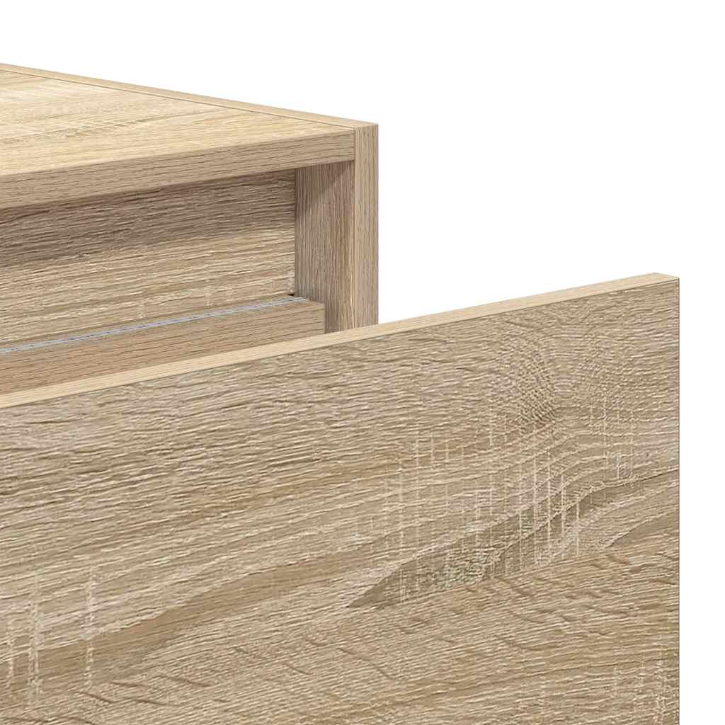 Vegghengte nattbord med LED-lys 2 stk sonoma eik