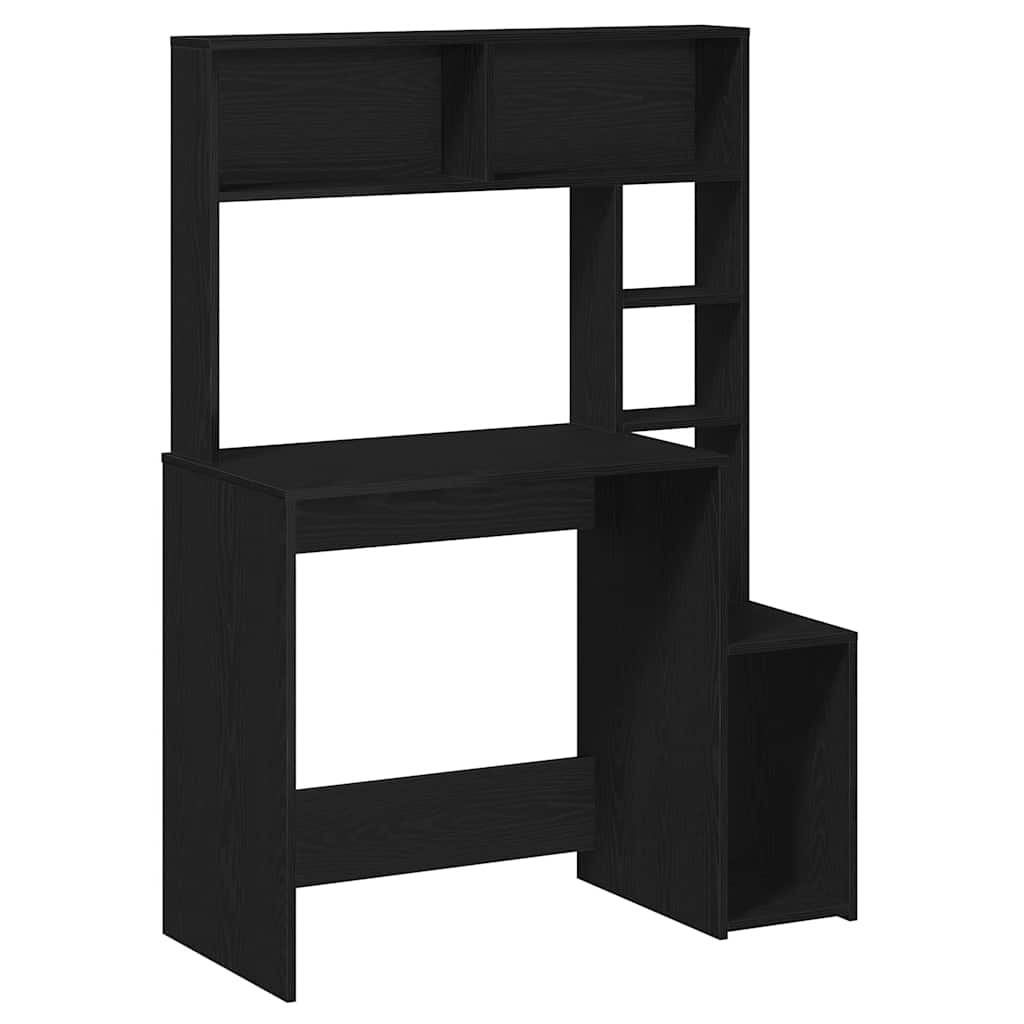 Skrivebord med hyller svart 100x45x140 cm konstruert tre