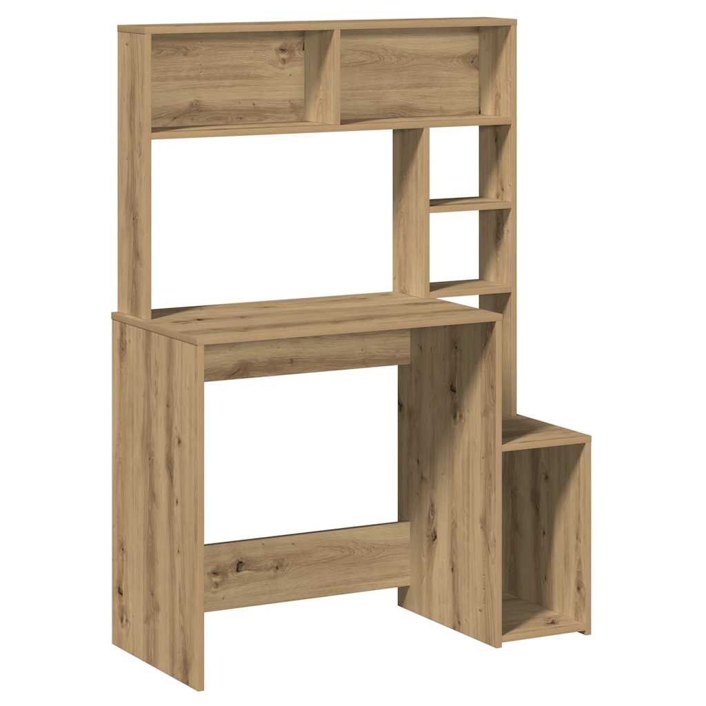 Skrivebord med hyller artisan eik 100x45x140 cm konstruert tre