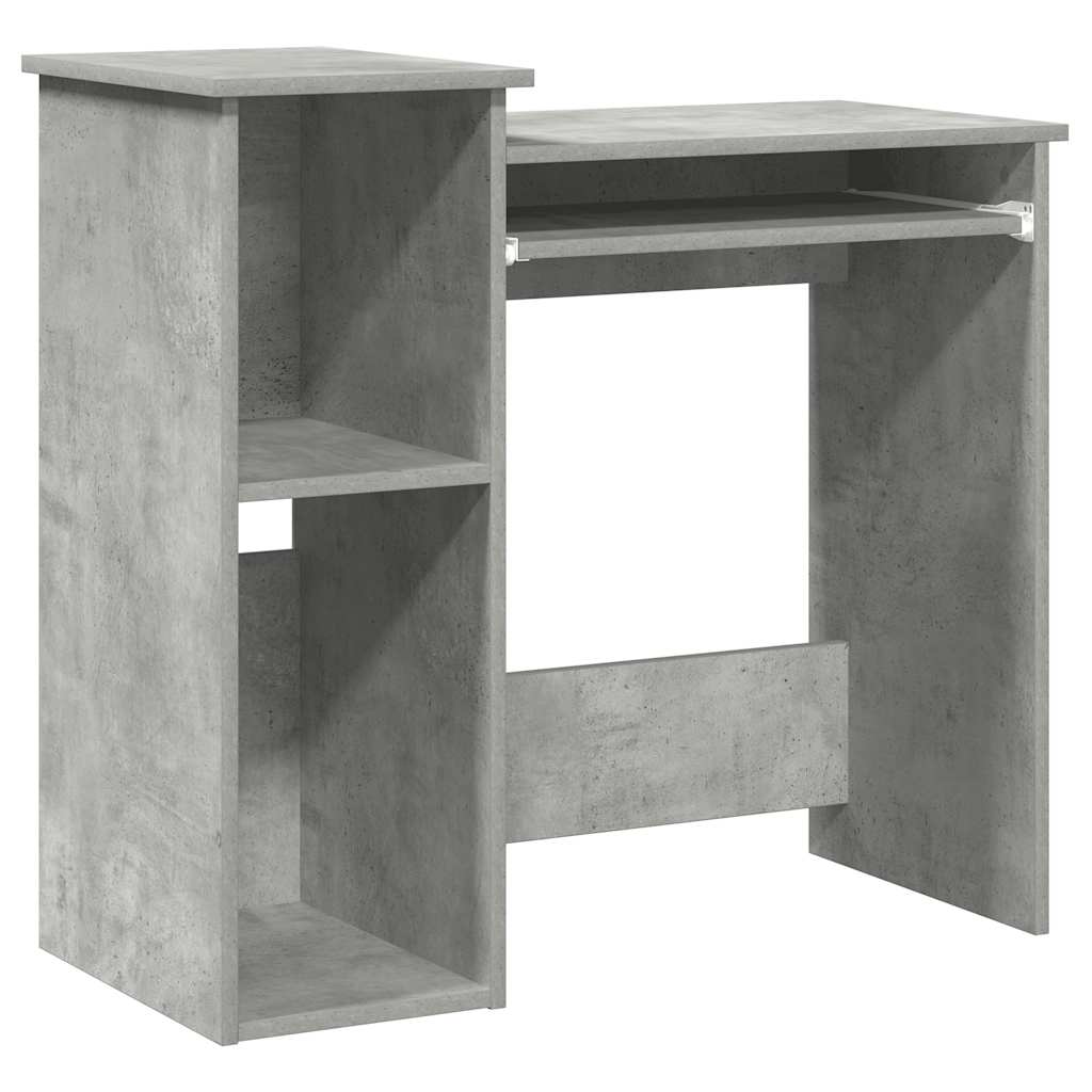 Skrivebord med hyller betonggrå 84x40x78 cm konstruert tre
