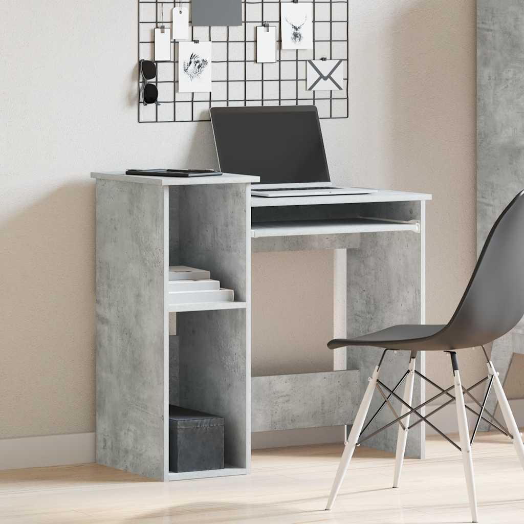 Skrivebord med hyller betonggrå 84x40x78 cm konstruert tre