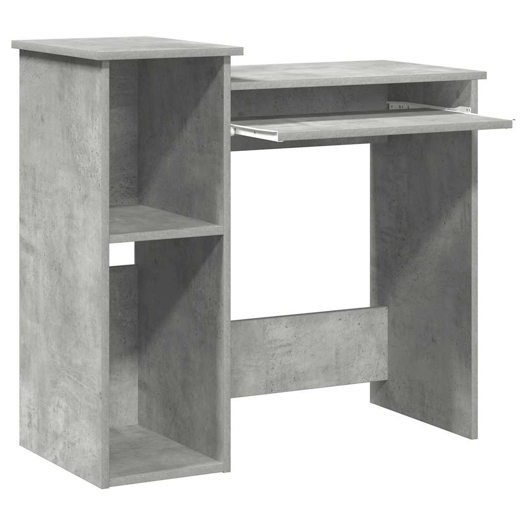 Skrivebord med hyller betonggrå 84x40x78 cm konstruert tre