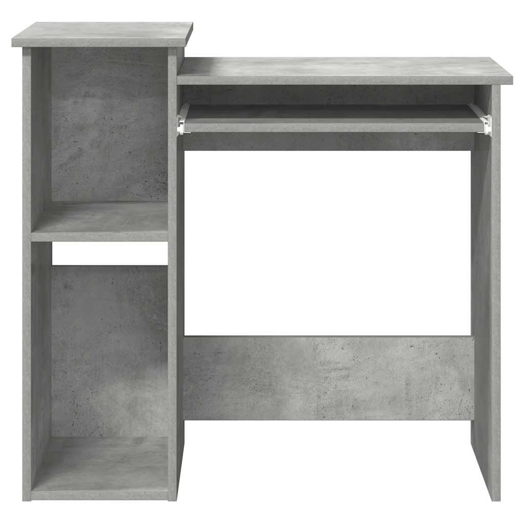 Skrivebord med hyller betonggrå 84x40x78 cm konstruert tre