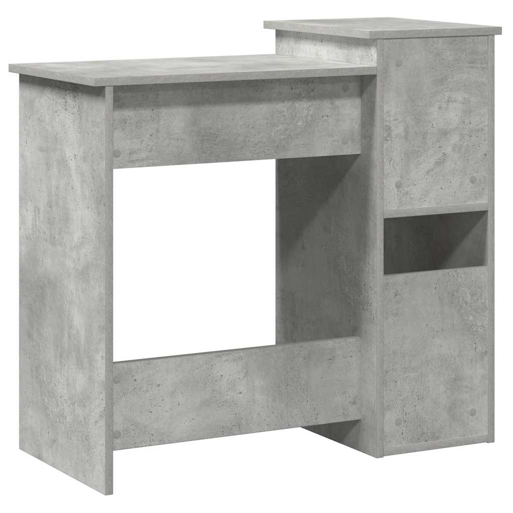Skrivebord med hyller betonggrå 84x40x78 cm konstruert tre