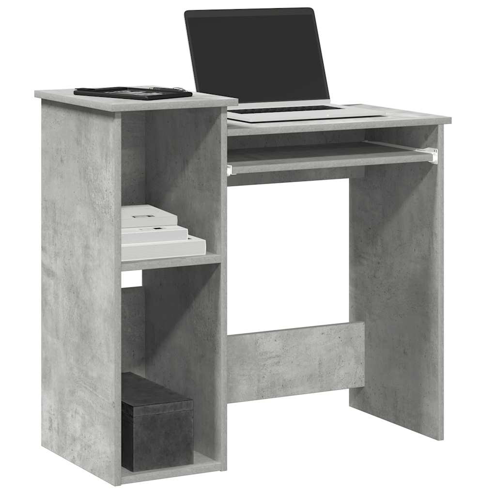 Skrivebord med hyller betonggrå 84x40x78 cm konstruert tre
