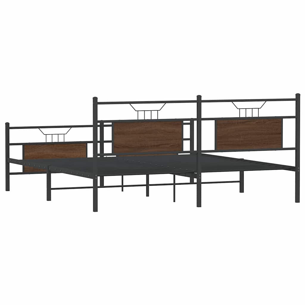 Sengeramme i metall uten madrass brun eik 160x200 cm