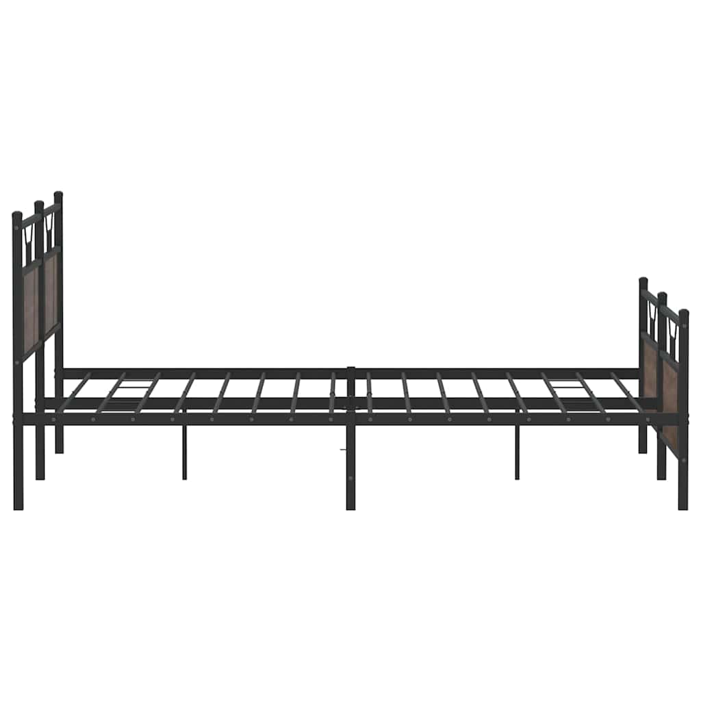 Sengeramme i metall uten madrass brun eik 180x200 cm