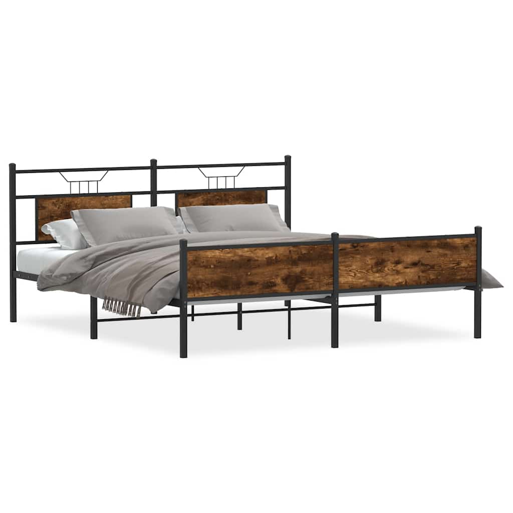 Sengeramme i metall uten madrass røkt eik 160x200 cm