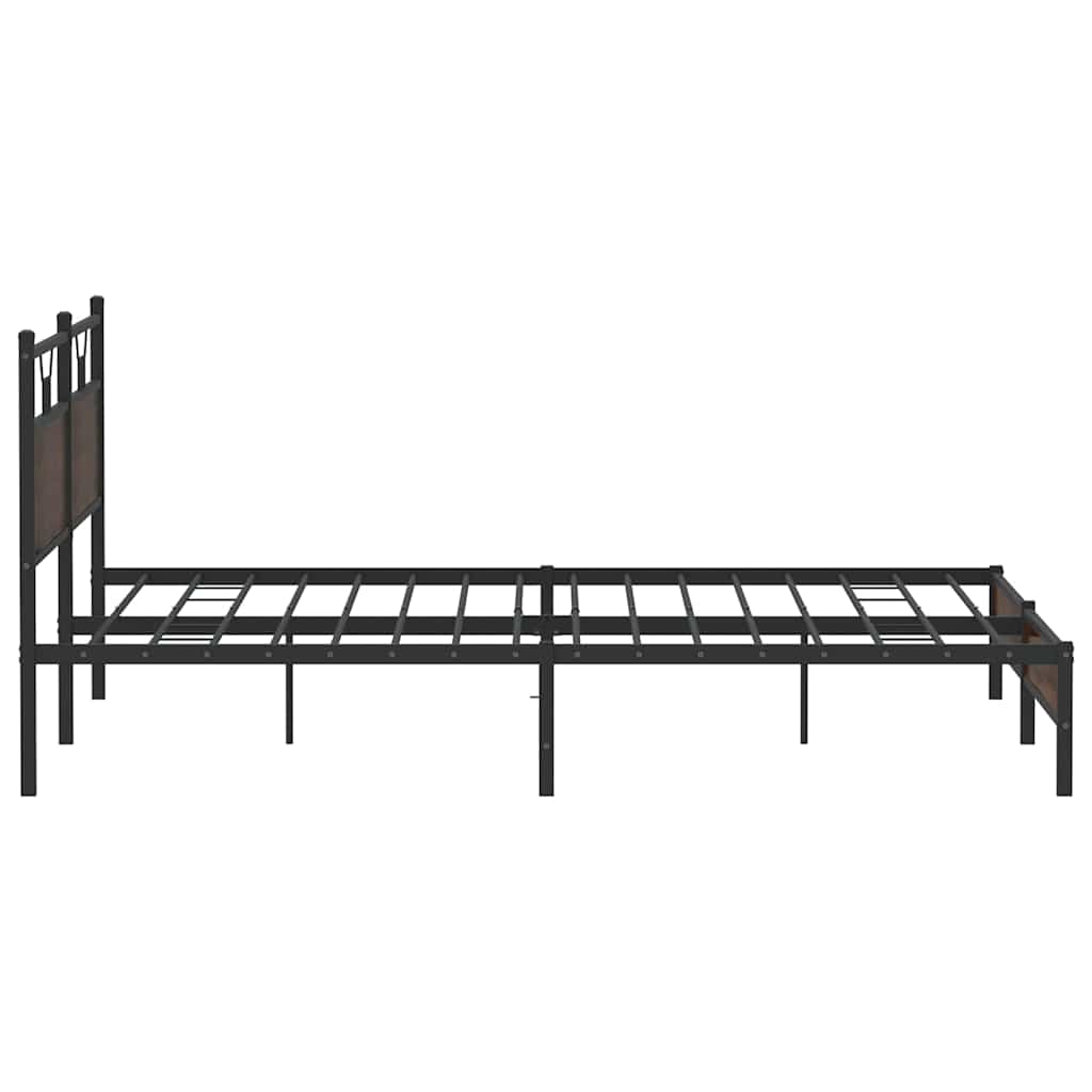 Sengeramme i metall uten madrass brun eik 193x203 cm
