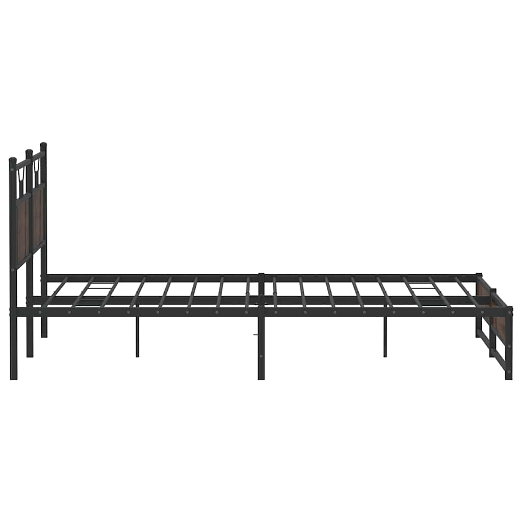 Sengeramme i metall uten madrass brun eik 180x200 cm