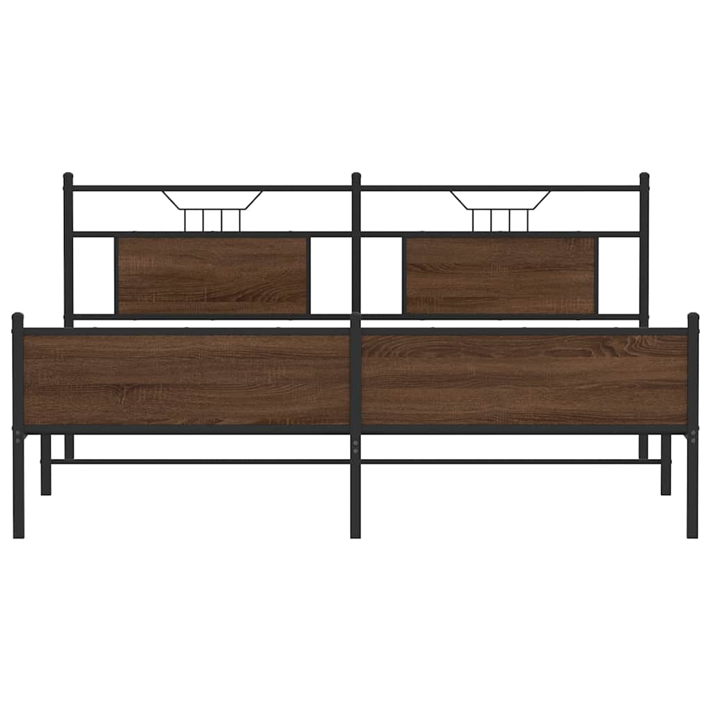 Sengeramme i metall uten madrass brun eik 180x200 cm