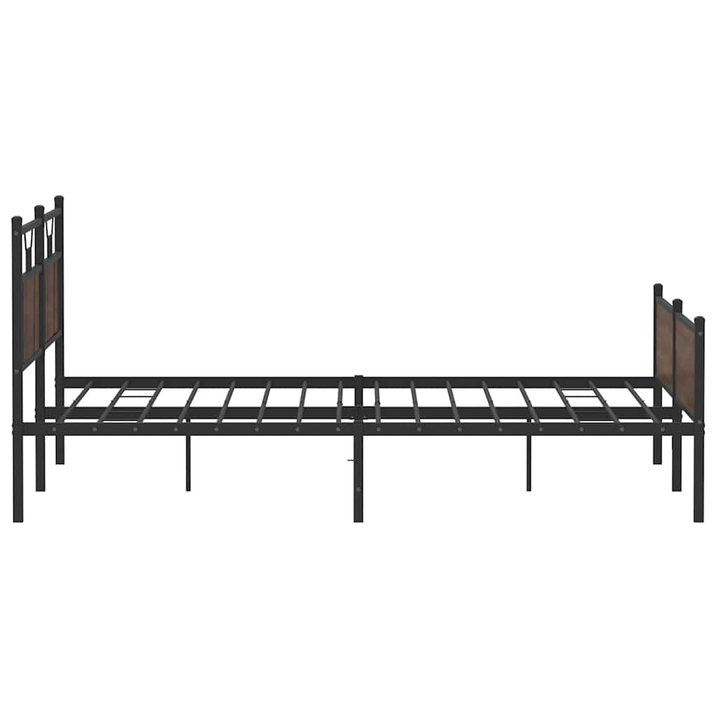 Sengeramme i metall uten madrass brun eik 180x200 cm