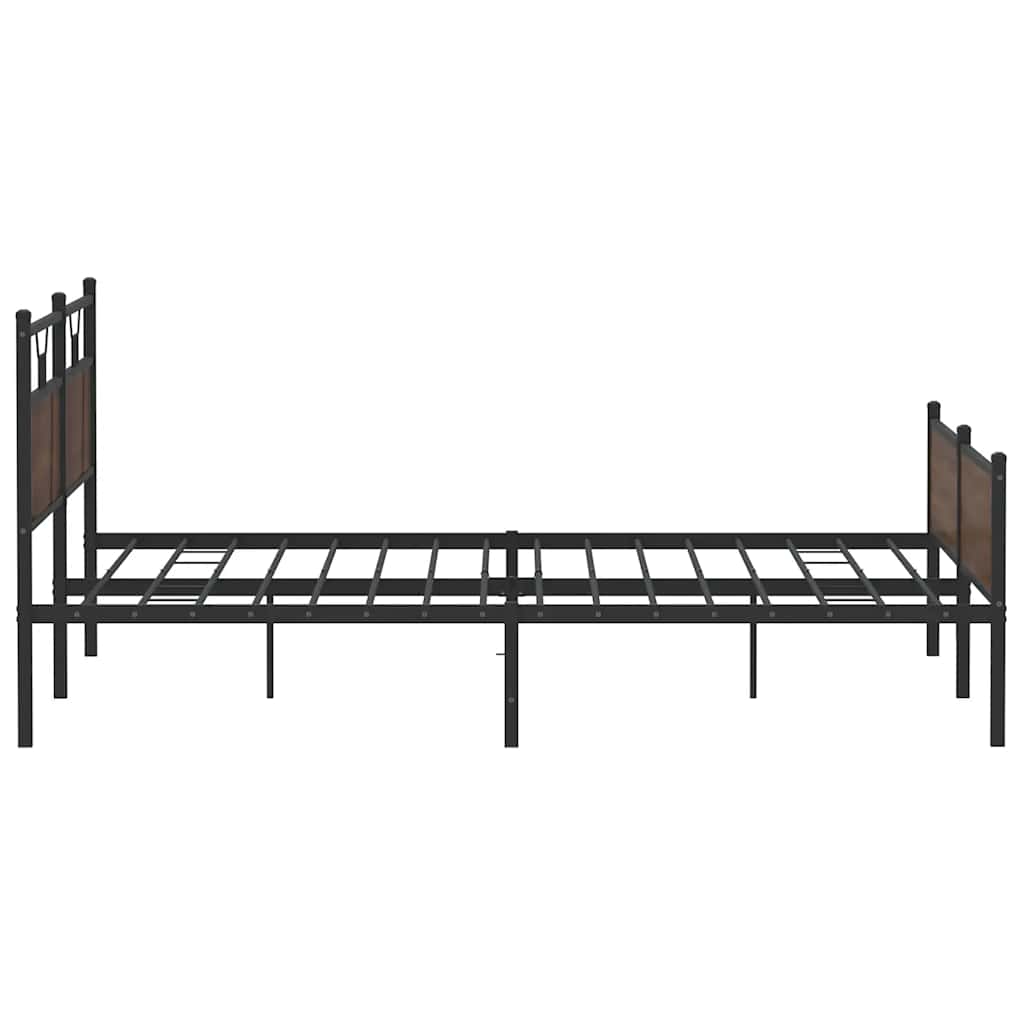 Sengeramme i metall uten madrass brun eik 193x203 cm
