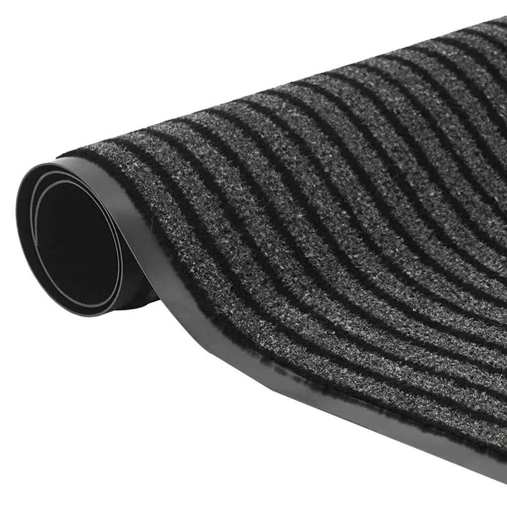Dørmatte Striped Svart og Grå 60 x 150 cm Polypropylen, PVC