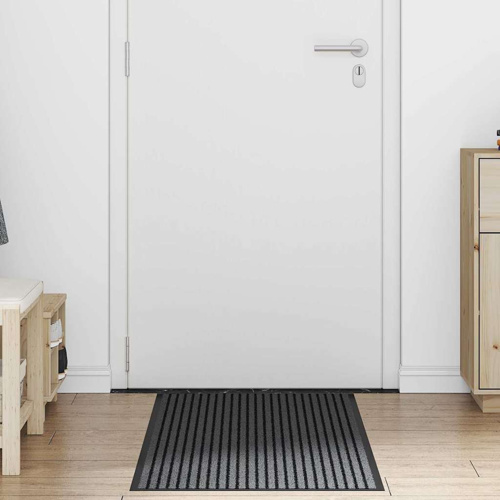 Dørmatte Striped Svart og Grå 60 x 180 cm Polypropylen, PVC