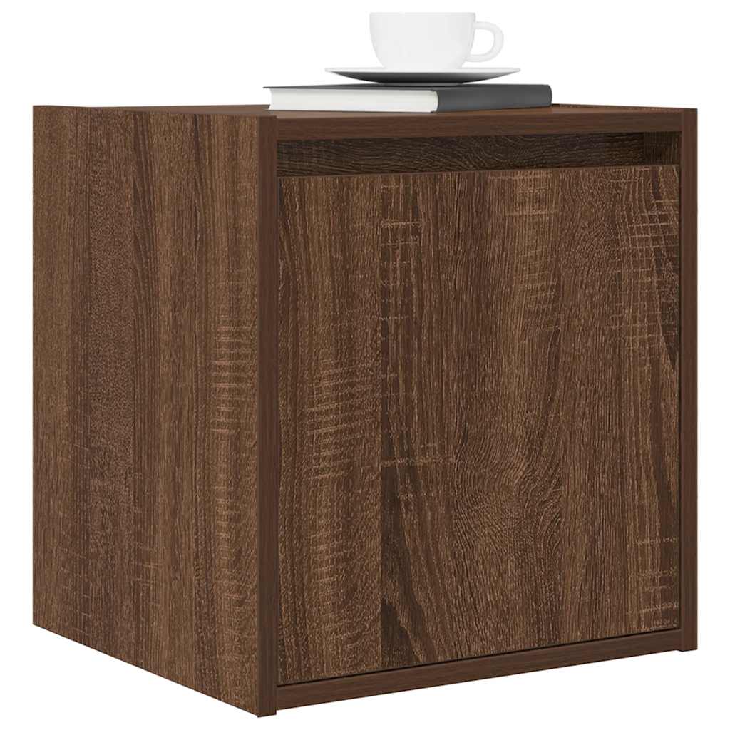 Veggmonterte nattbord 2 stk brun eik 38x34x40 cm