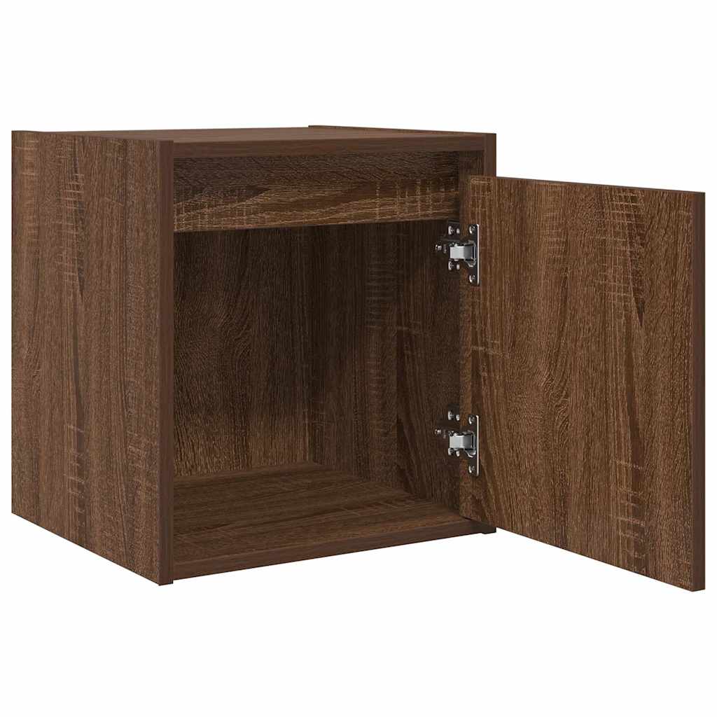 Veggmonterte nattbord 2 stk brun eik 38x34x40 cm