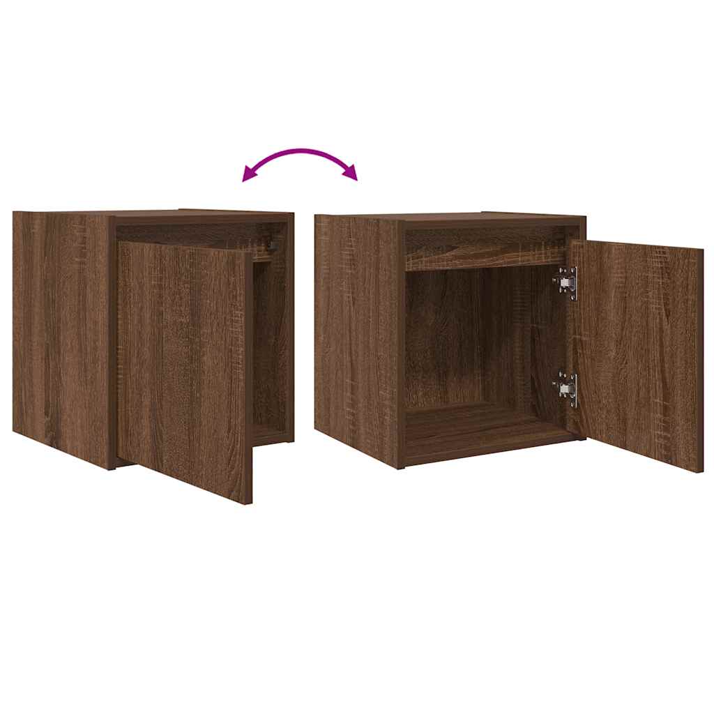 Veggmonterte nattbord 2 stk brun eik 38x34x40 cm