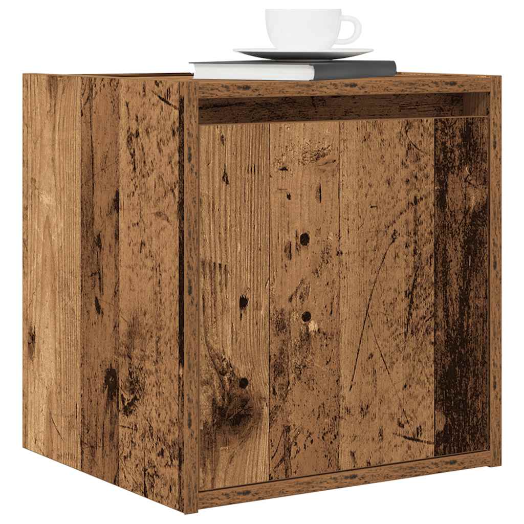Veggmontert nattbord gammelt tre 38x34x40 cm
