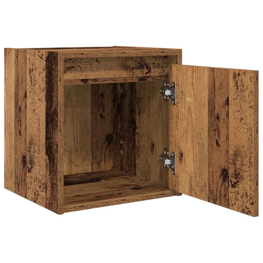 Veggmontert nattbord gammelt tre 38x34x40 cm
