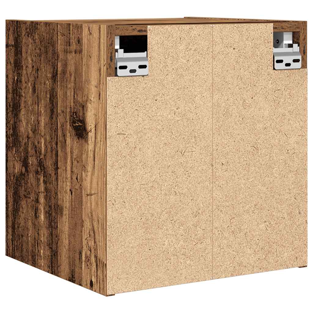 Veggmontert nattbord gammelt tre 38x34x40 cm