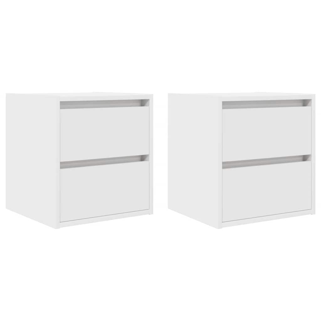Veggmontert nattbord 2 stk hvit 38x34x40 cm
