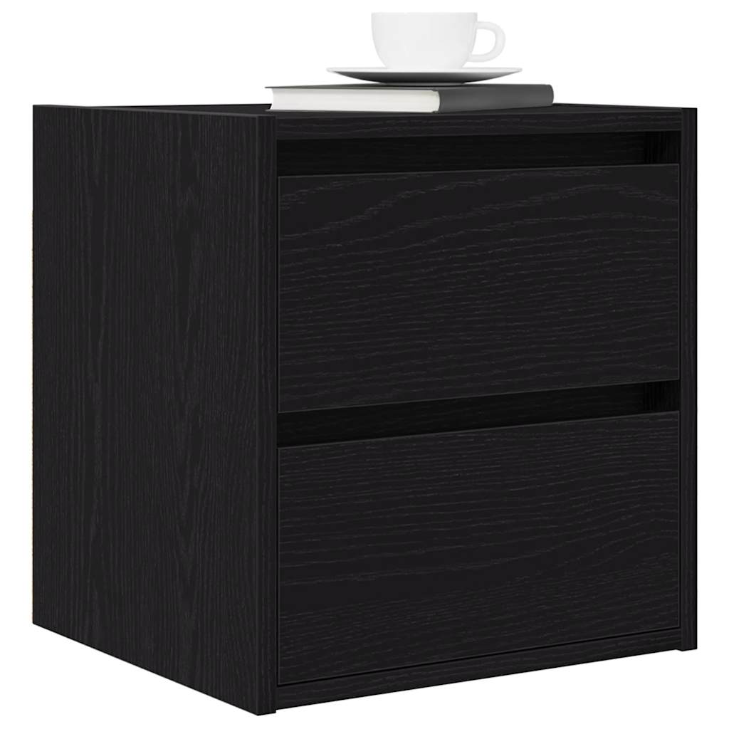 Veggmontert nattbord svart eik 38x34x40 cm