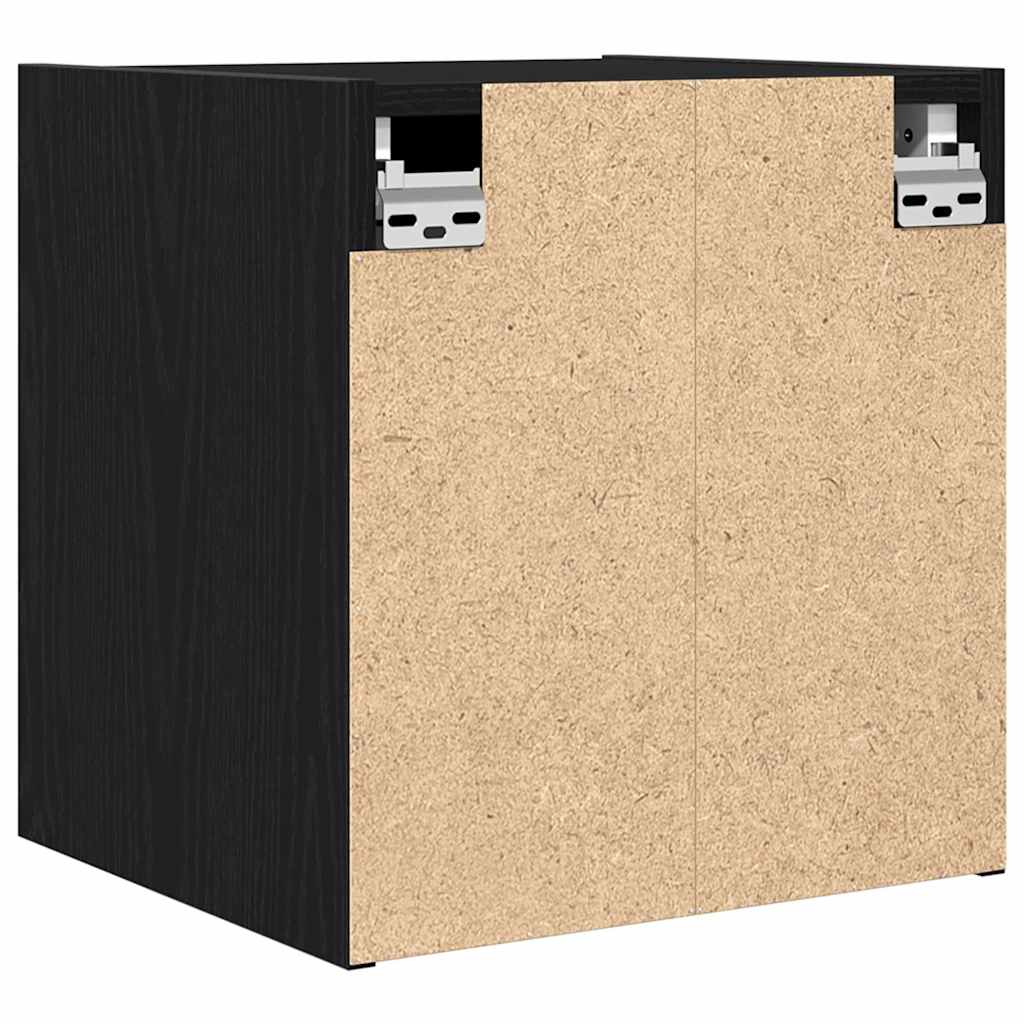 Veggmontert nattbord svart eik 38x34x40 cm