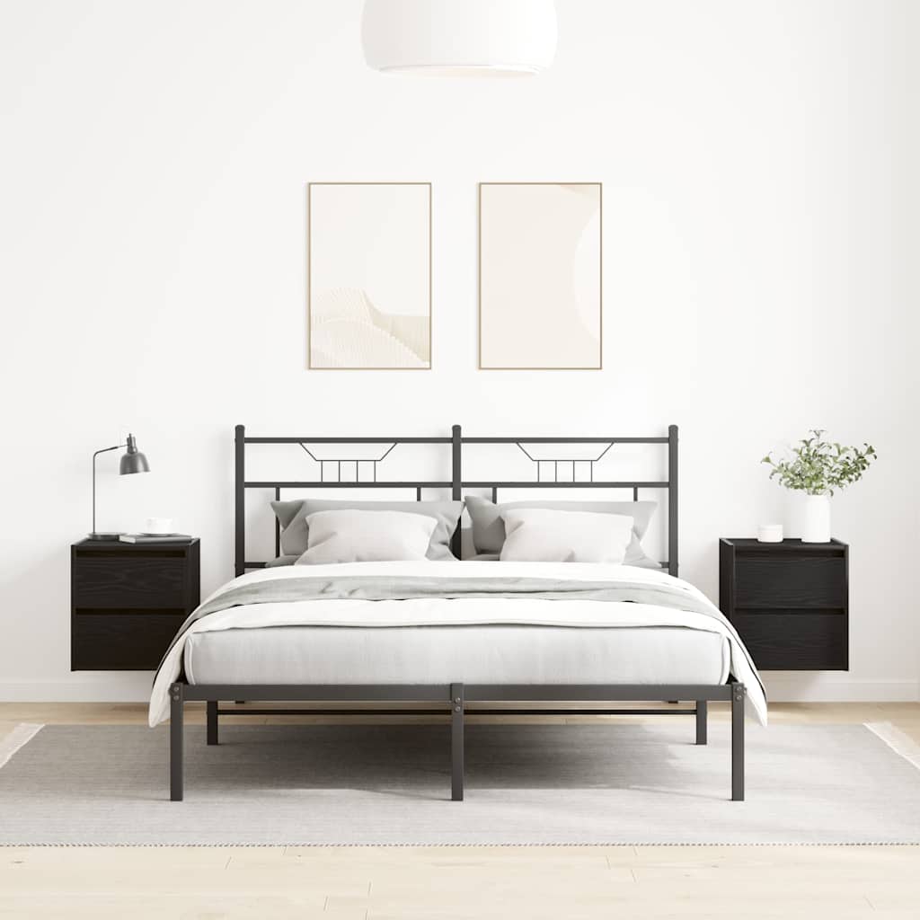 Veggmontert nattbord 2 stk svart eik 38x34x40 cm
