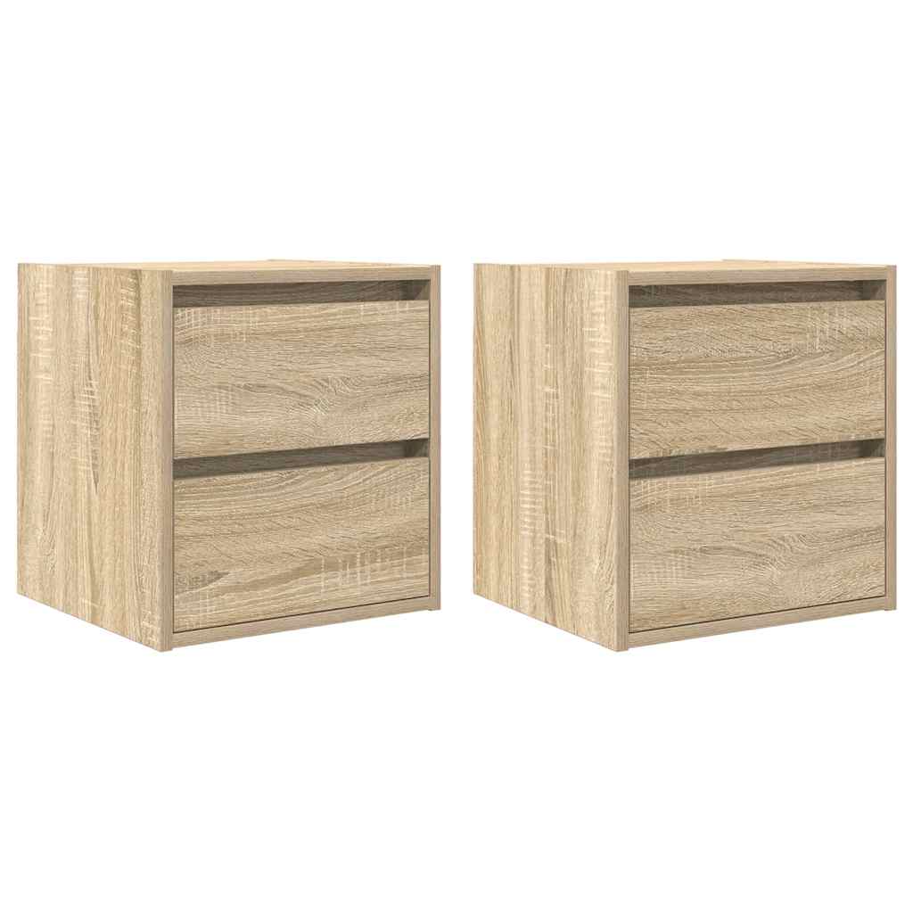 Veggmontert nattbord 2 stk sonoma eik 38x34x40 cm