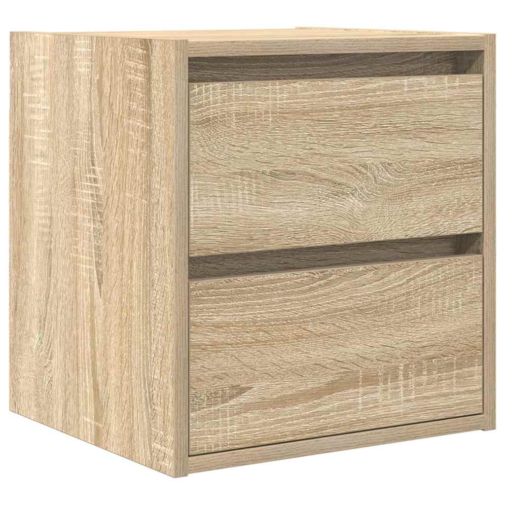 Veggmontert nattbord 2 stk sonoma eik 38x34x40 cm