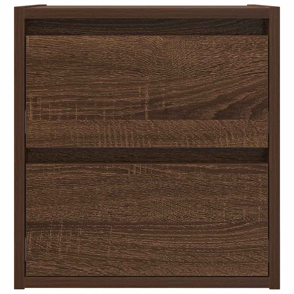 Veggmontert nattbord brun eik 38x34x40 cm