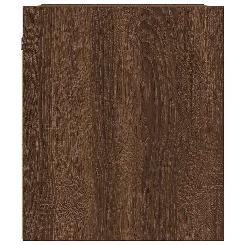 Veggmontert nattbord brun eik 38x34x40 cm