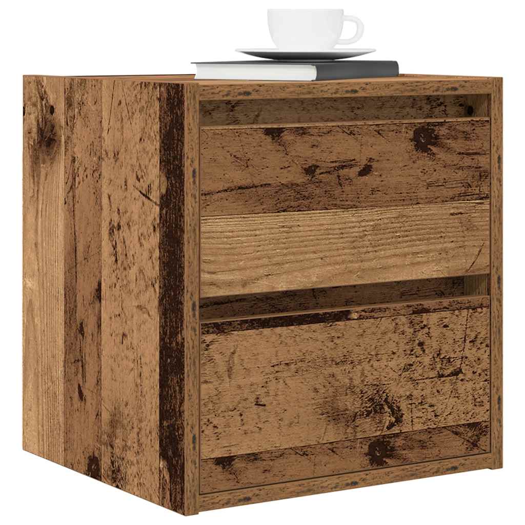 Veggmontert nattbord gammelt tre 38x34x40 cm