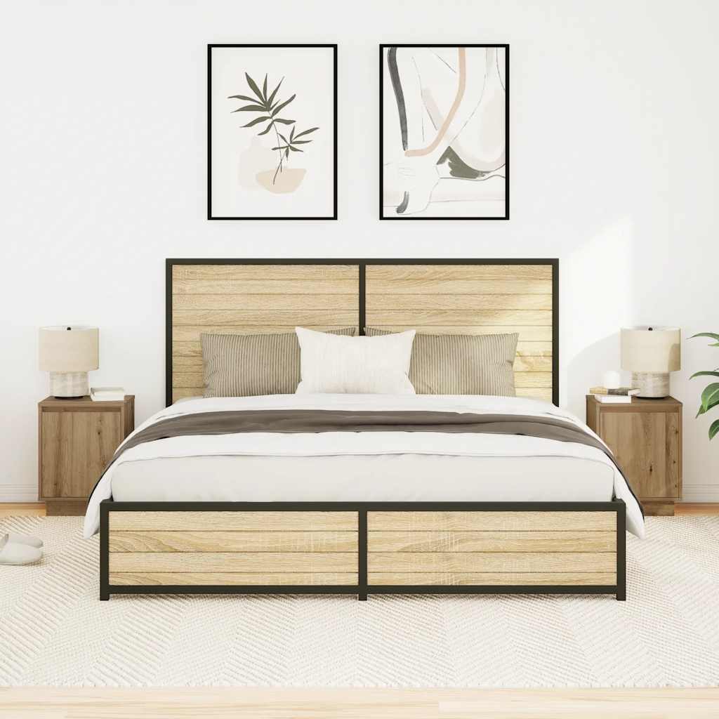 Nattbord med LED 2 stk artisan eik 38x34x50 cm