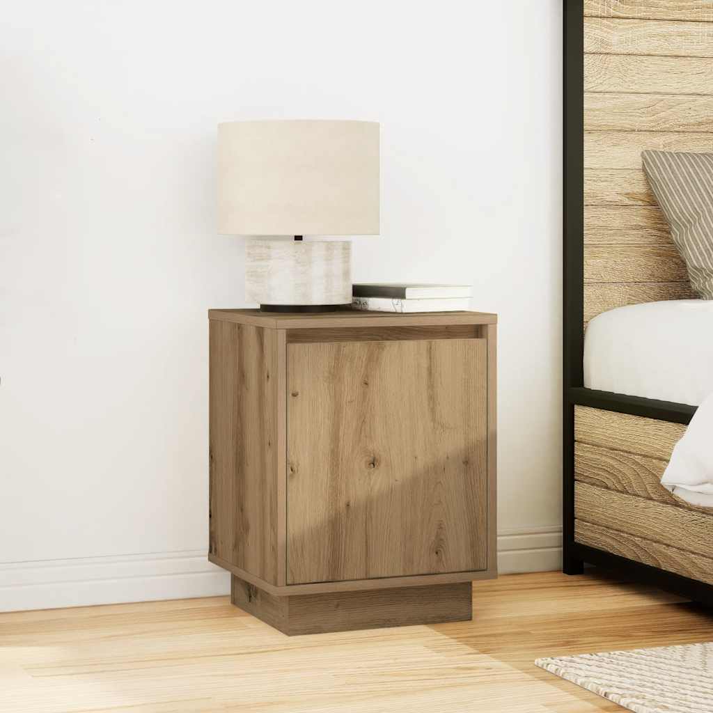 Nattbord med LED 2 stk artisan eik 38x34x50 cm