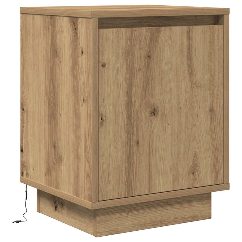 Nattbord med LED 2 stk artisan eik 38x34x50 cm