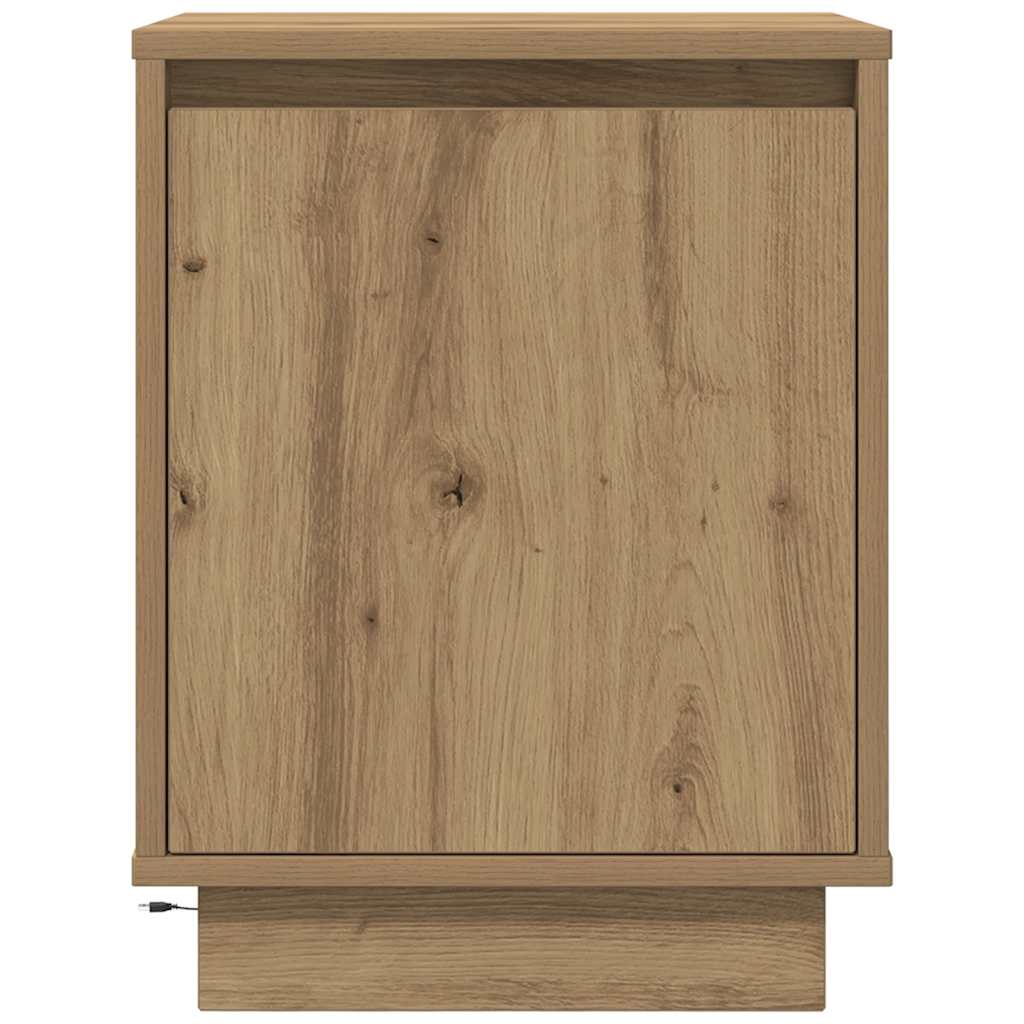 Nattbord med LED 2 stk artisan eik 38x34x50 cm