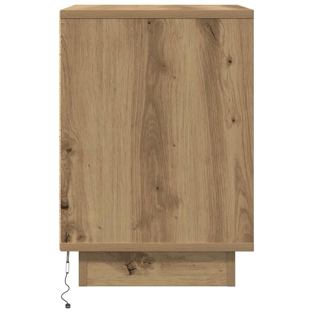 Nattbord med LED 2 stk artisan eik 38x34x50 cm
