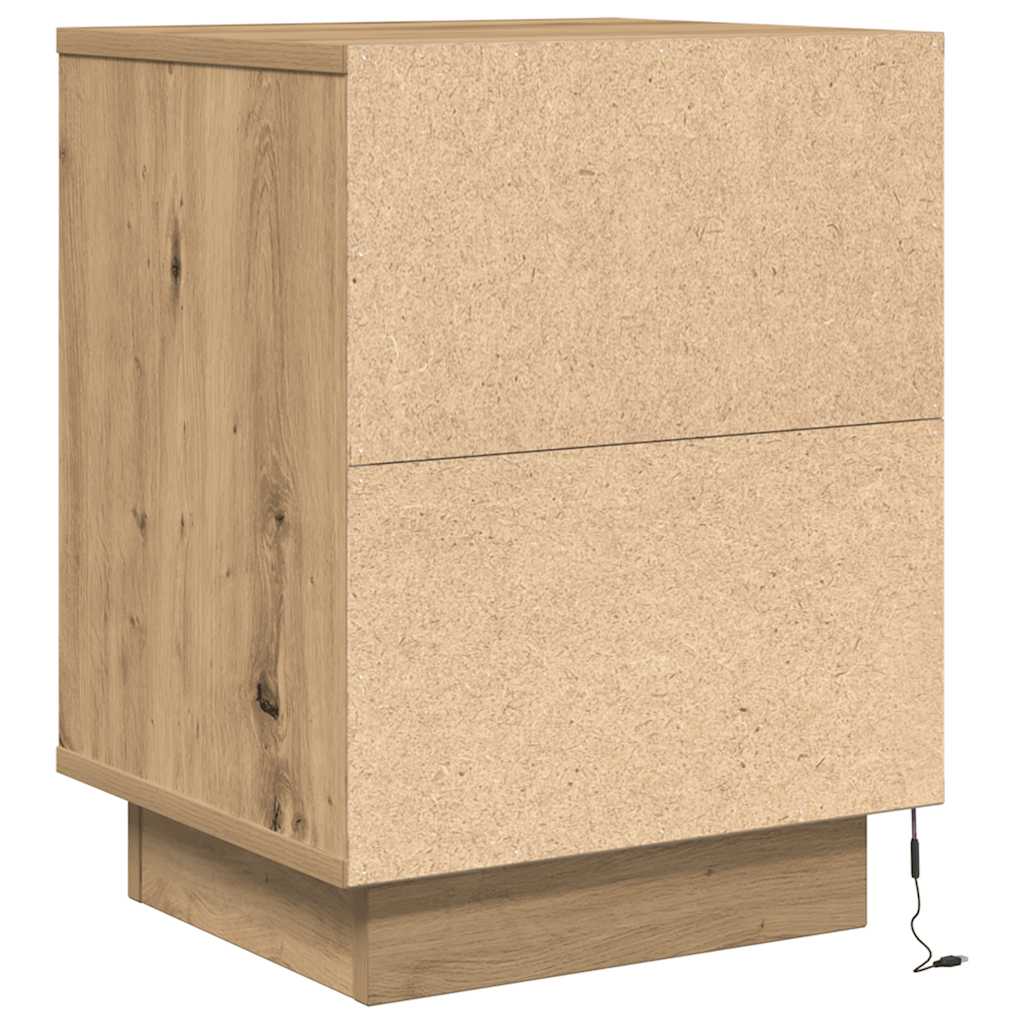 Nattbord med LED 2 stk artisan eik 38x34x50 cm