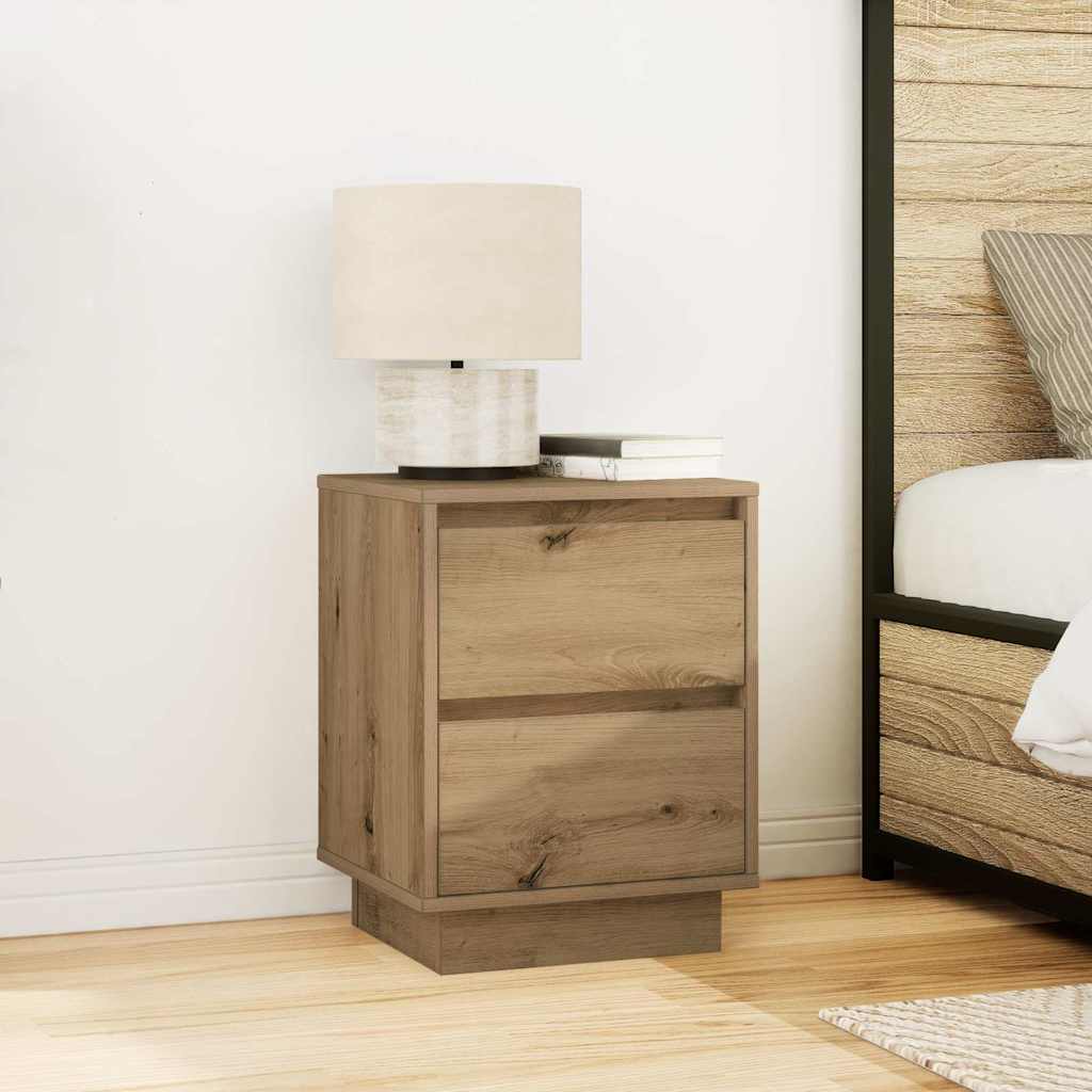 Nattbord med LED 2 stk artisan eik 38x34x50 cm