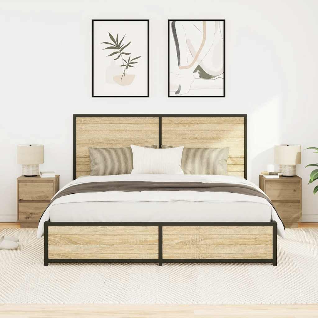 Nattbord med LED 2 stk artisan eik 38x34x50 cm