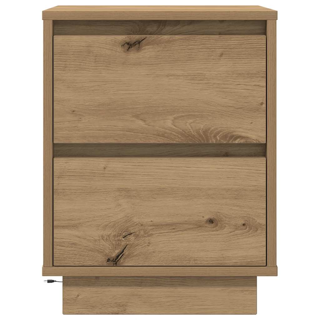 Nattbord med LED 2 stk artisan eik 38x34x50 cm