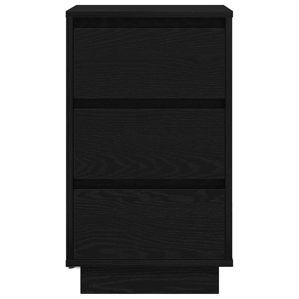 Nattbord med LED-lys svart 38x34x65 cm
