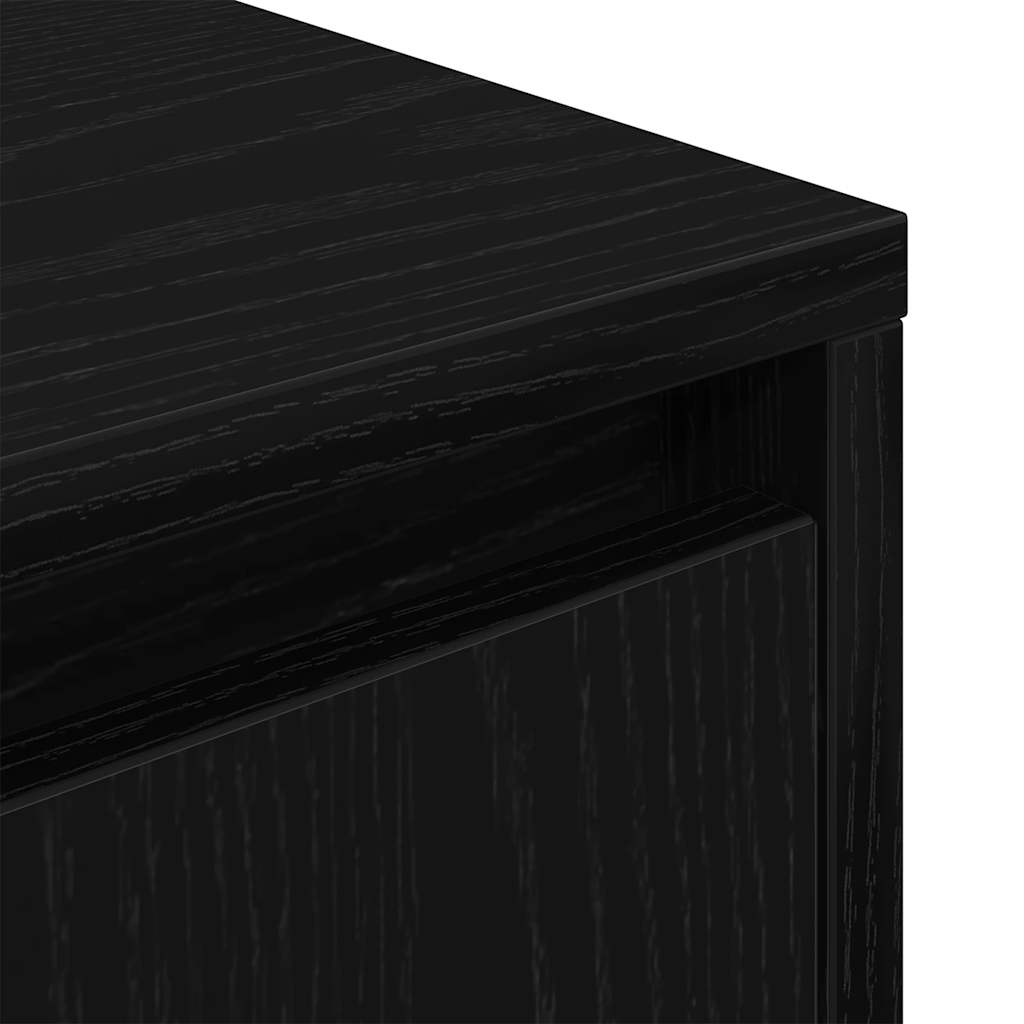 Nattbord med LED-lys svart 38x34x65 cm