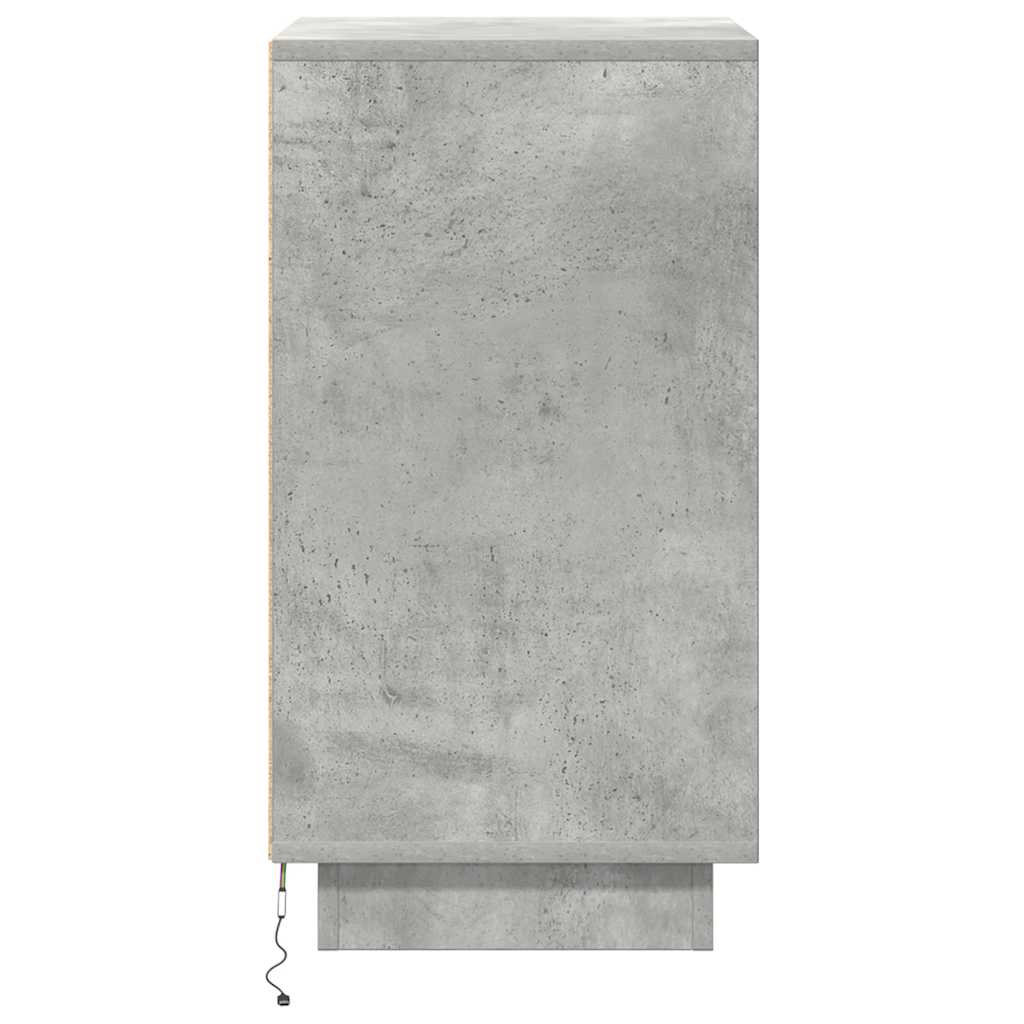 Nattbord med LED-lys betonggrå 38x34x65 cm