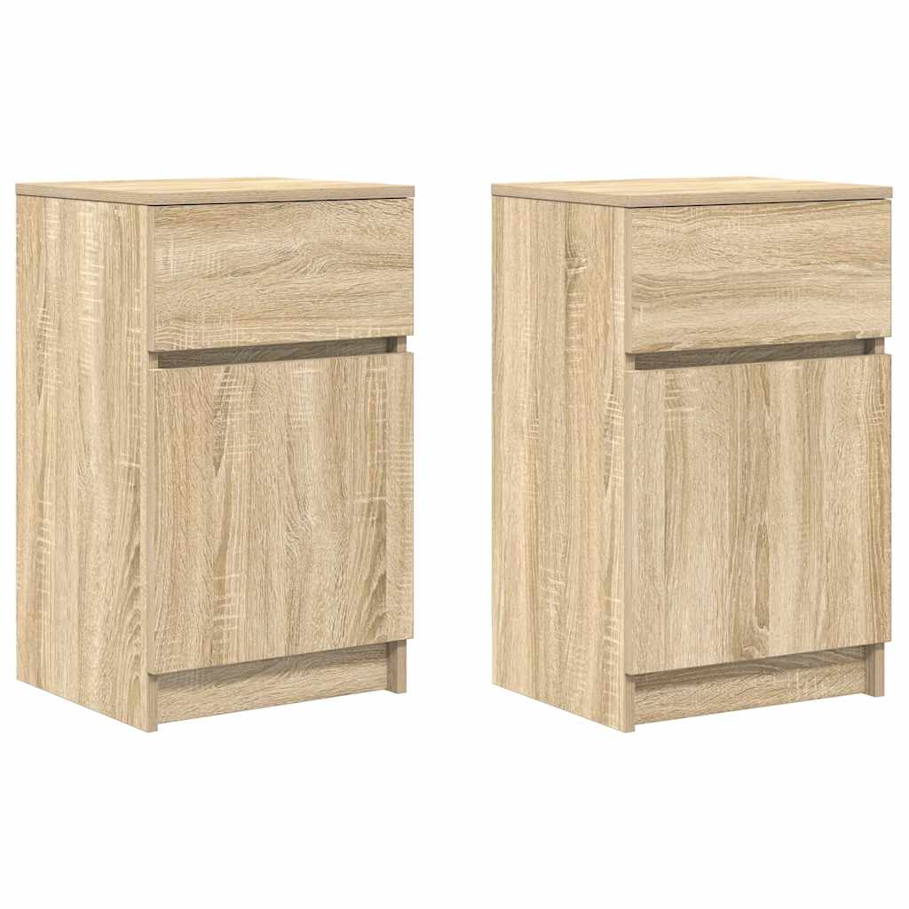 Nattbord 2 stk sonoma eik 39x35x65 cm konstruert tre
