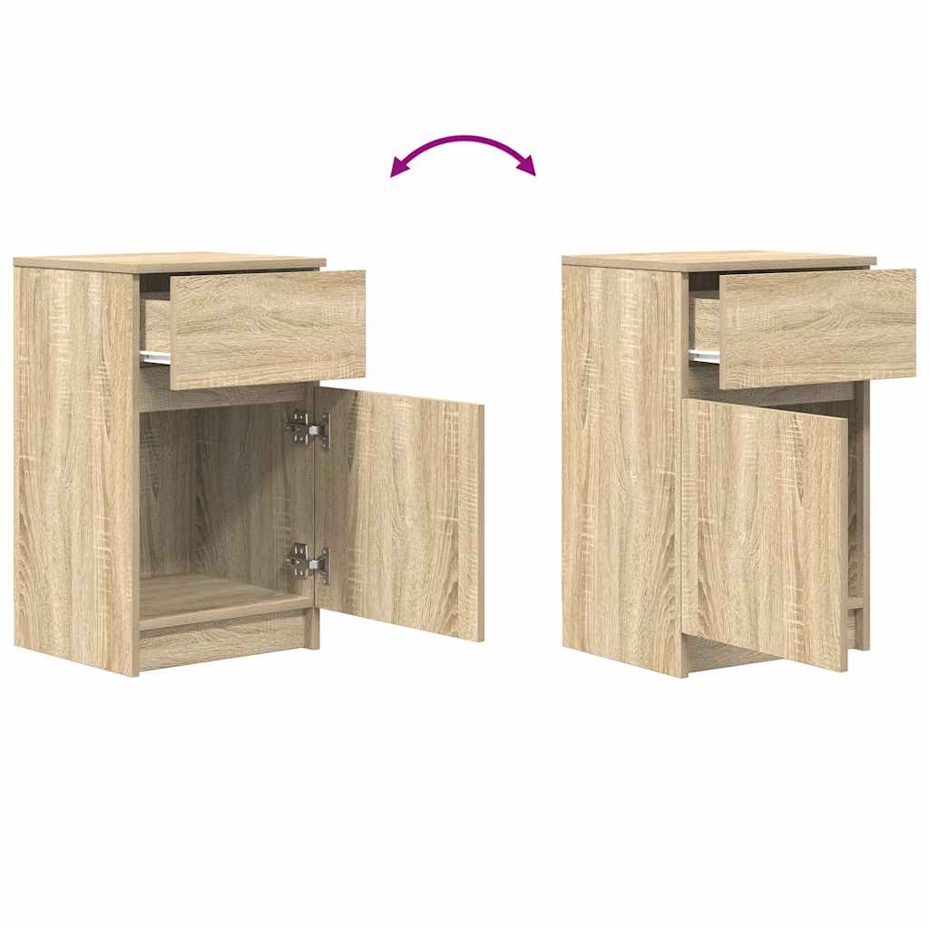Nattbord 2 stk sonoma eik 39x35x65 cm konstruert tre